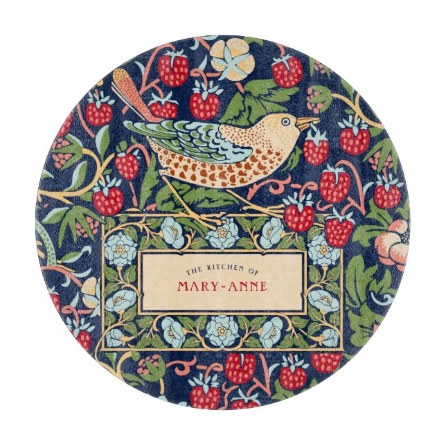 William Morris Strawberry Thief Cutting Board (Front)
