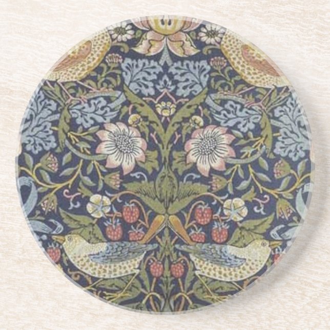 William Morris Strawberry Thief Design 1883 Coaster (Front)