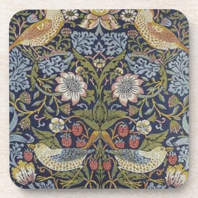 William Morris Strawberry Thief Design 1883 Coaster (Front)