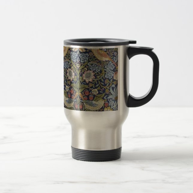 William Morris Strawberry Thief Design 1883 Travel Mug (Right)