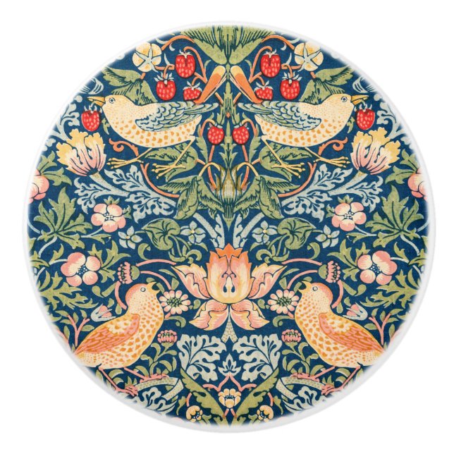 William Morris Strawberry Thief design knob  (Front)