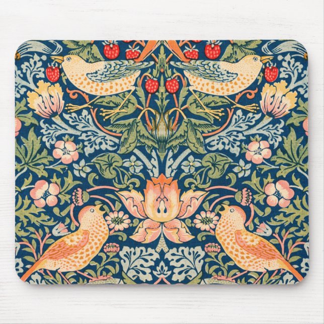 William Morris Strawberry Thief Design Mouse Mat (Front)