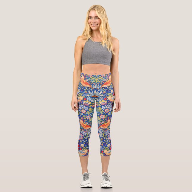 William Morris Strawberry thief famous painting Capri Leggings (Front)