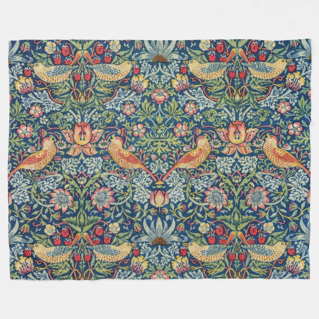 William Morris - Strawberry Thief Fleece Blanket (Front (Horizontal))