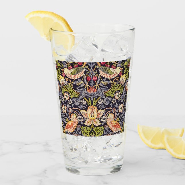William Morris Strawberry Thief Floral Art Nouveau Glass (Front Ice)