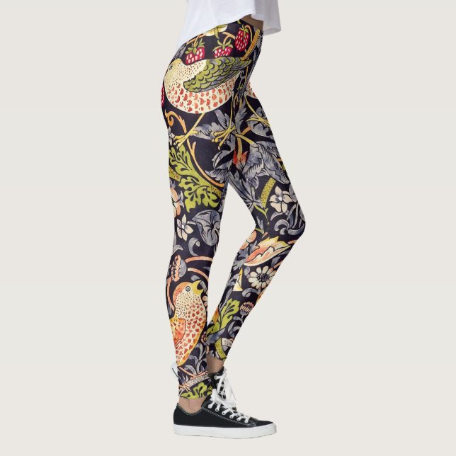 William Morris Strawberry Thief Floral Art Nouveau Leggings (Right)