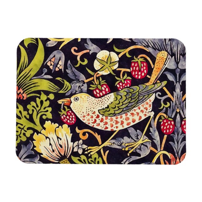 William Morris Strawberry Thief Floral Art Nouveau Magnet (Horizontal)
