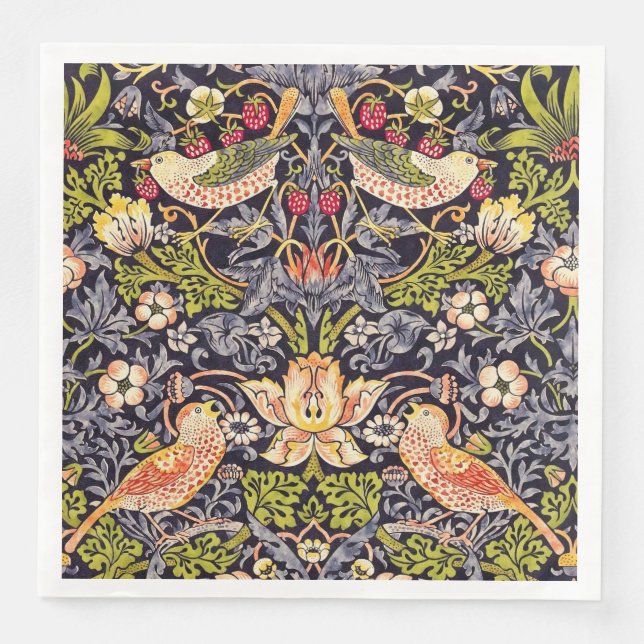 William Morris Strawberry Thief Floral Art Nouveau Napkin (Front)