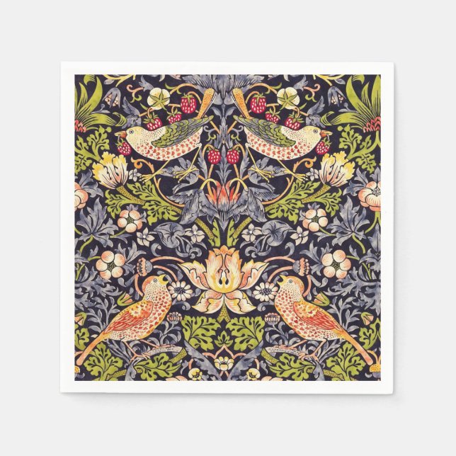 William Morris Strawberry Thief Floral Art Nouveau Napkin (Front)