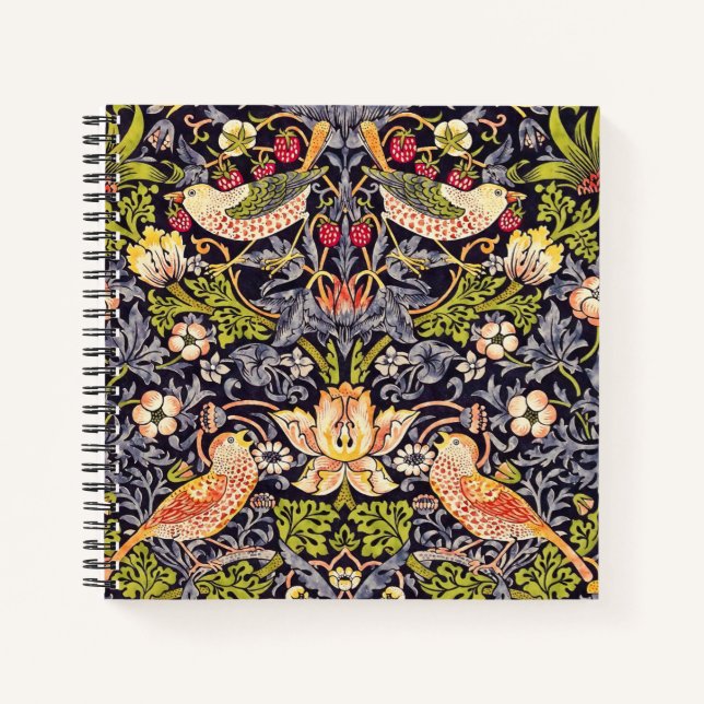 William Morris Strawberry Thief Floral Art Nouveau Notebook (Front)