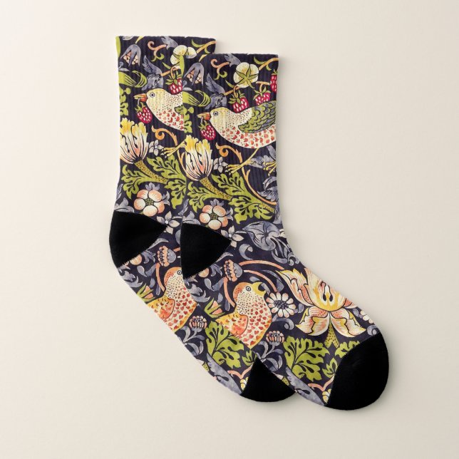William Morris Strawberry Thief Floral Art Nouveau Socks (Pair)