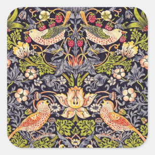 William Morris Strawberry Thief Floral Art Nouveau Square Sticker