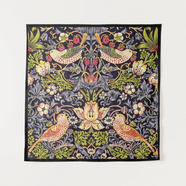 William Morris Strawberry Thief Floral Art Nouveau Tapestry (Front)