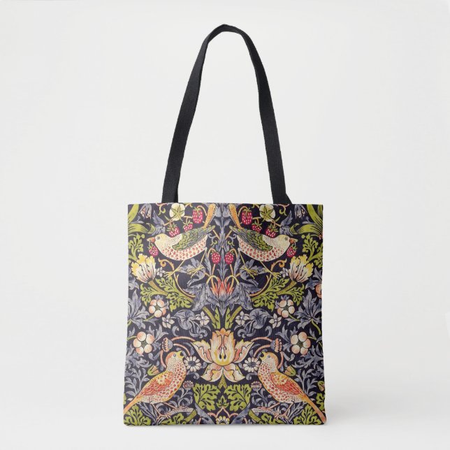 William Morris Strawberry Thief Floral Art Nouveau Tote Bag (Front)