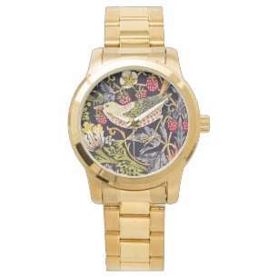 William Morris Strawberry Thief Floral Art Nouveau Watch