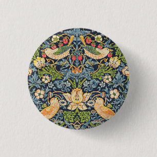 William Morris Strawberry Thief Floral Pattern 3 Cm Round Badge