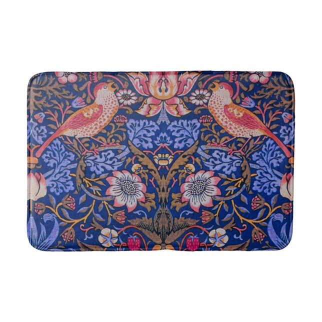 William Morris Strawberry Thief Floral Pattern Bath Mat (Front)