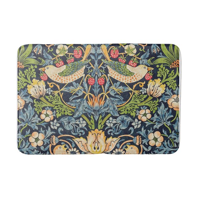 William Morris Strawberry Thief Floral Pattern Bath Mat (Front)
