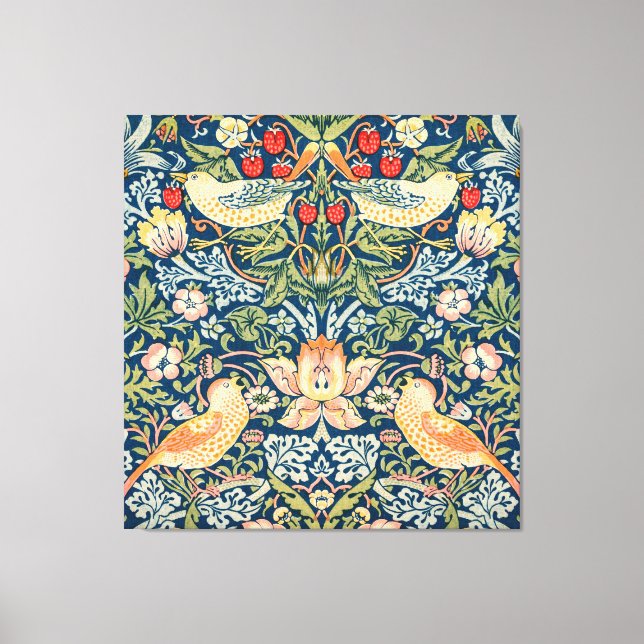 William Morris Strawberry Thief Floral Pattern Canvas Print (Front)