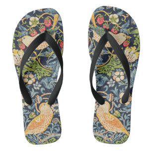 William Morris Strawberry Thief Floral Pattern Flip Flops