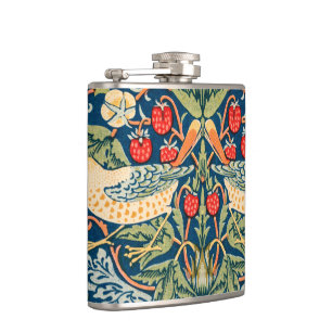 William Morris Strawberry Thief Floral Pattern Hip Flask