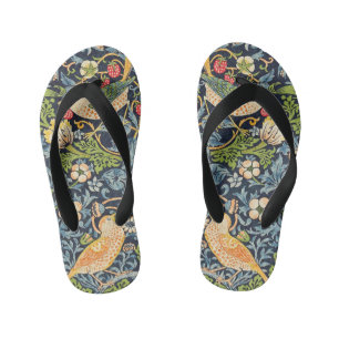 William Morris Strawberry Thief Floral Pattern Kid's Flip Flops