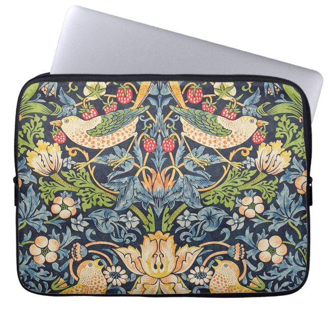 William Morris Strawberry Thief Floral Pattern Laptop Sleeve (Front)
