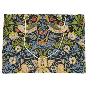 William Morris - Strawberry Thief Floral Pattern Large Gift Bag