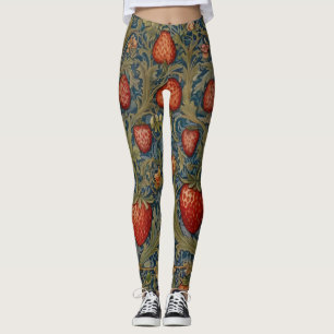 William Morris Strawberry Thief Floral Pattern  Leggings