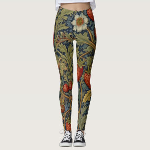 William Morris Strawberry Thief Floral Pattern  Leggings