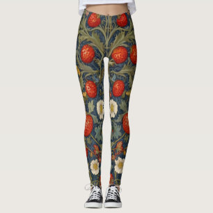 William Morris Strawberry Thief Floral Pattern  Leggings