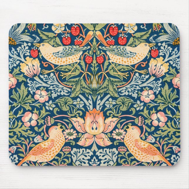 William Morris Strawberry Thief Floral Pattern Mouse Mat (Front)