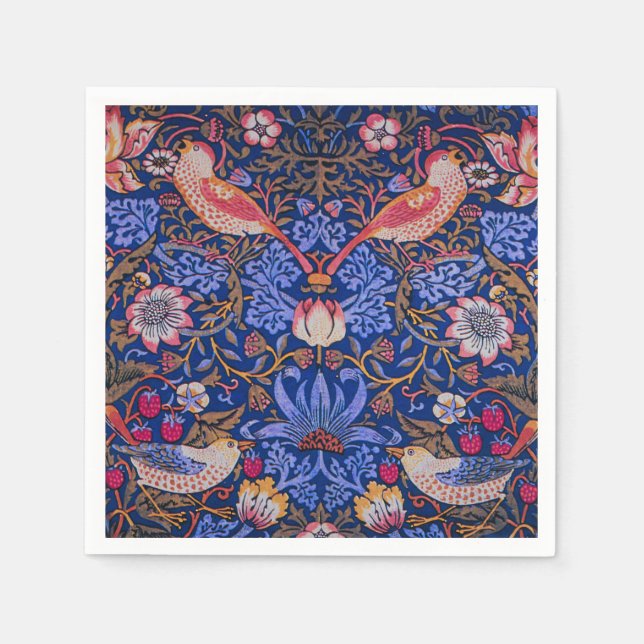 William Morris Strawberry Thief Floral Pattern Napkin (Front)