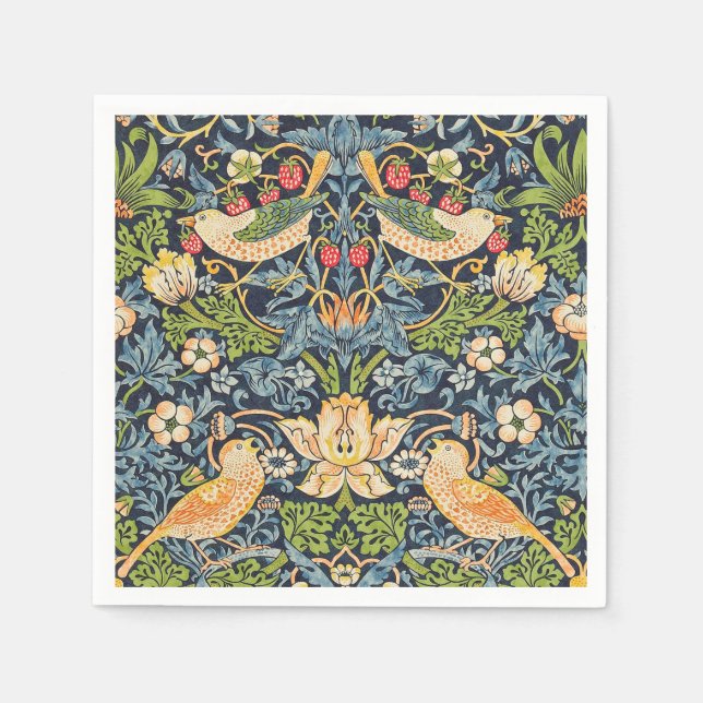 William Morris Strawberry Thief Floral Pattern Napkin (Front)