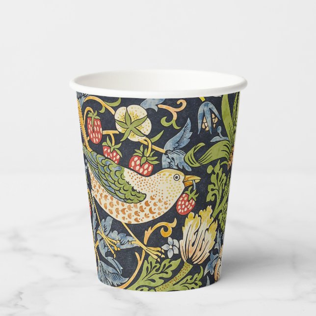 William Morris - Strawberry Thief Floral Pattern Paper Cups (Back)