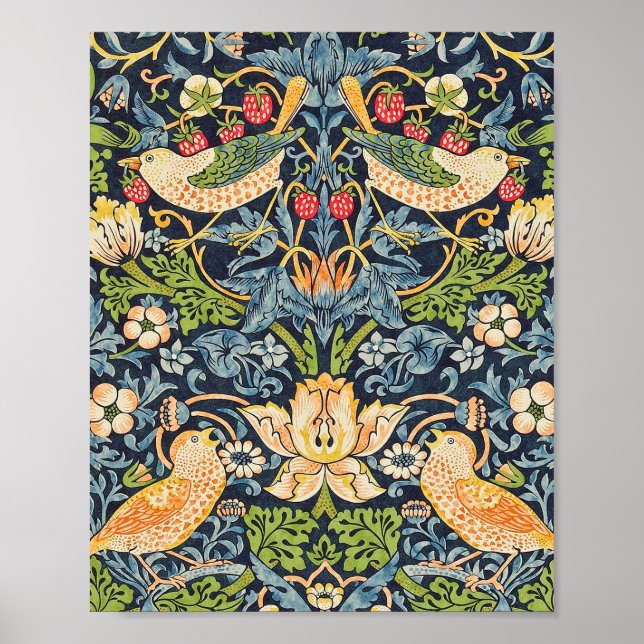 William Morris Strawberry Thief Floral Pattern Poster (Front)