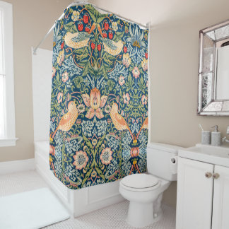 William Morris Strawberry Thief Floral Pattern Shower Curtain