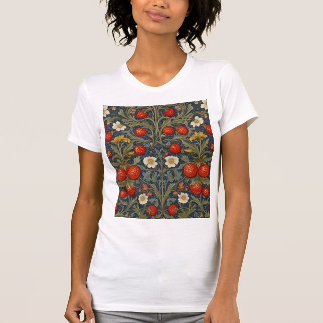 William Morris Strawberry Thief Floral Pattern  T-Shirt (Front)