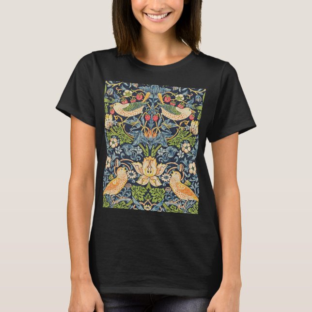 William Morris Strawberry Thief Floral Pattern T-Shirt (Front)