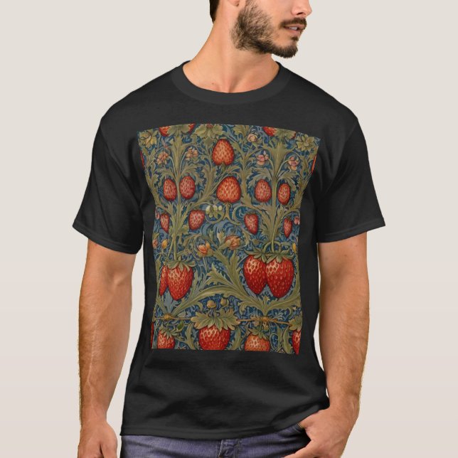William Morris Strawberry Thief Floral Pattern  T-Shirt (Front)