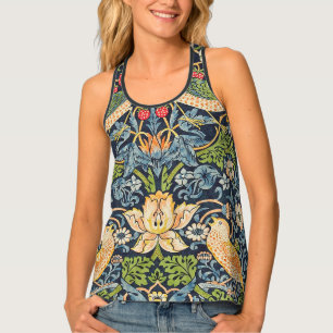 William Morris Strawberry Thief Floral Pattern Tank Top