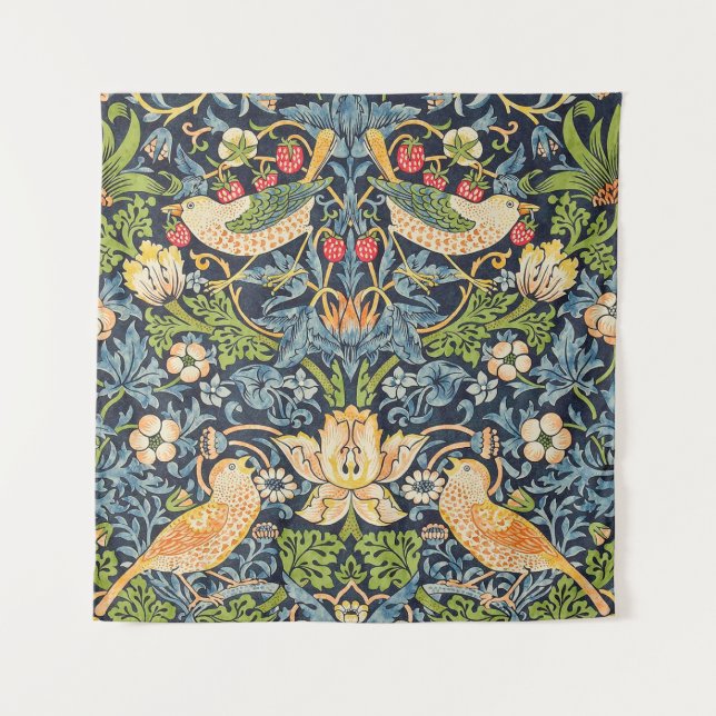 William Morris Strawberry Thief Floral Pattern Tapestry (Front)