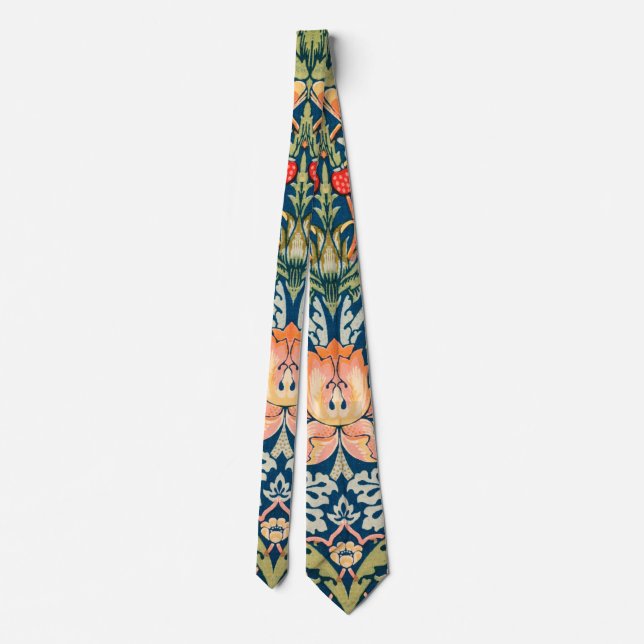 William Morris Strawberry Thief Floral Pattern Tie (Back)