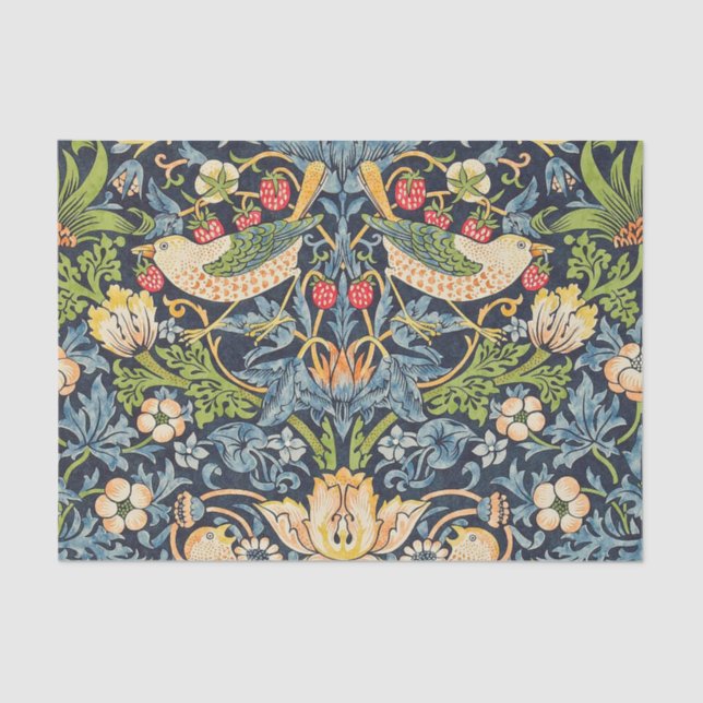 William Morris Strawberry Thief Floral Pattern Tissue Paper (Front)