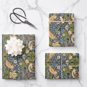 William Morris - Strawberry Thief Floral Pattern Wrapping Paper Sheet