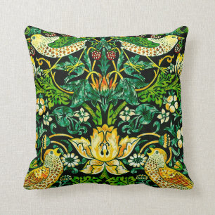 William Morris Strawberry Thief Green And Orange Cushion