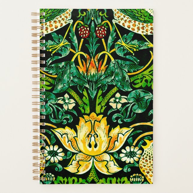William Morris Strawberry Thief Green And Orange Planner (Front)