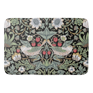 William Morris Strawberry Thief I Black Birds Bath Mat