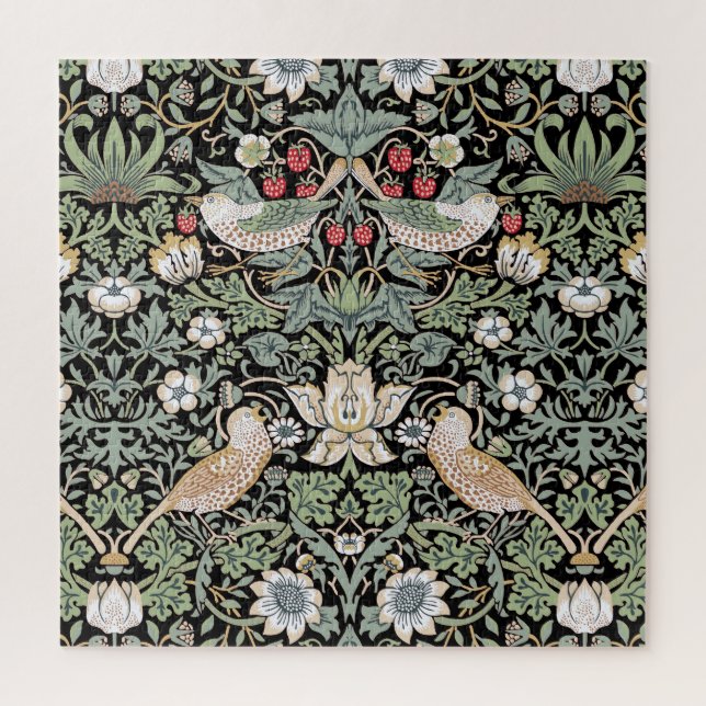 William Morris Strawberry Thief I Black Birds Jigsaw Puzzle (Vertical)