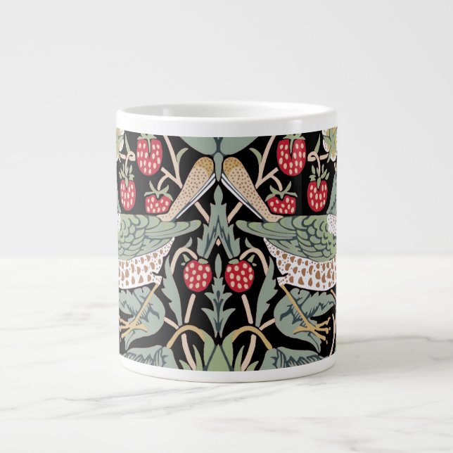 William Morris Strawberry Thief I Black Birds Large Coffee Mug (Front)